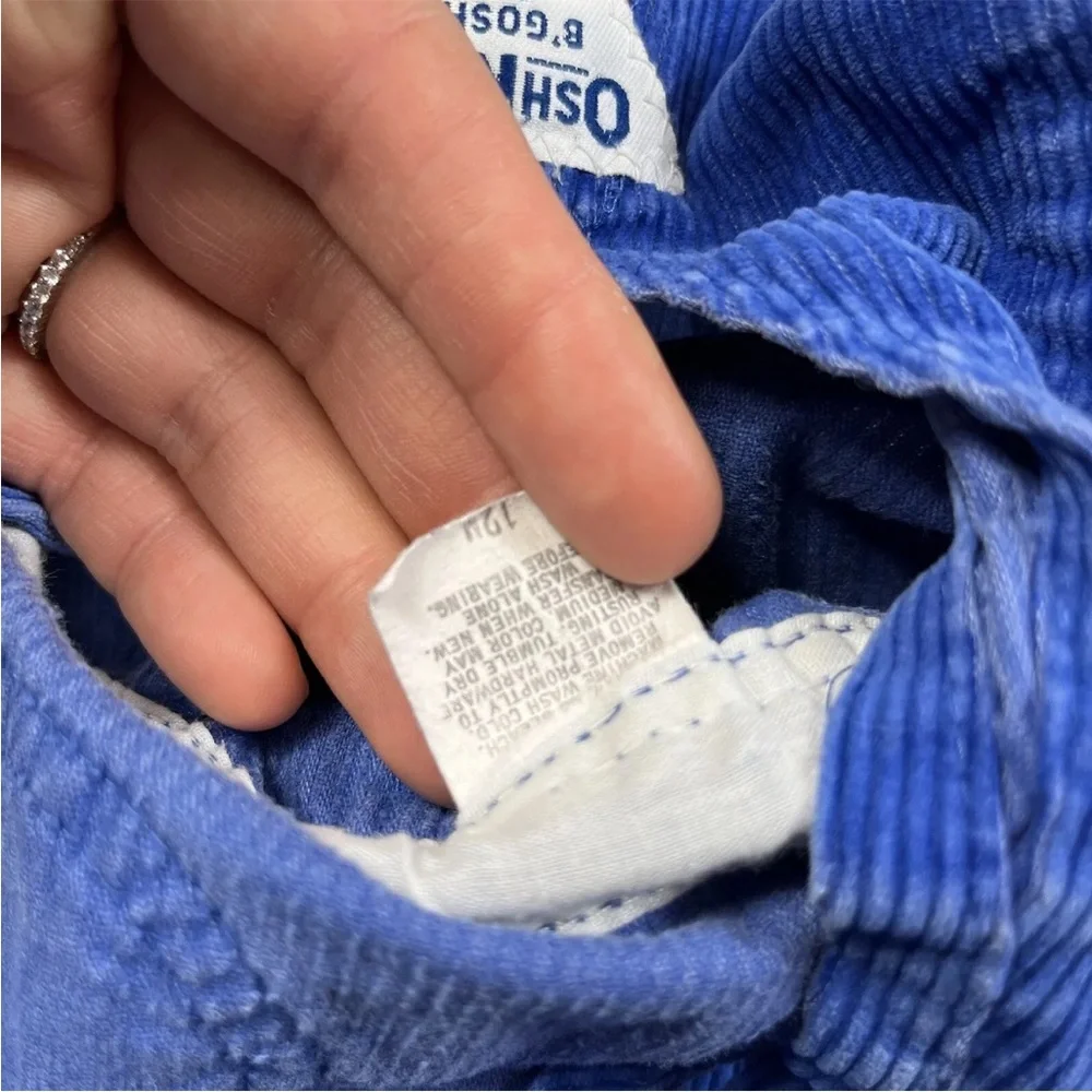 Vintage Oshkosh Bgosh Baby Boys Blue Corduroy Made USA Overalls